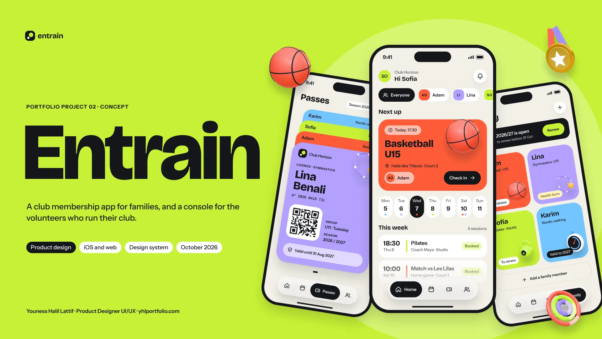 Entrain, app d’adhésion de club sportif pour les familles (projet concept)