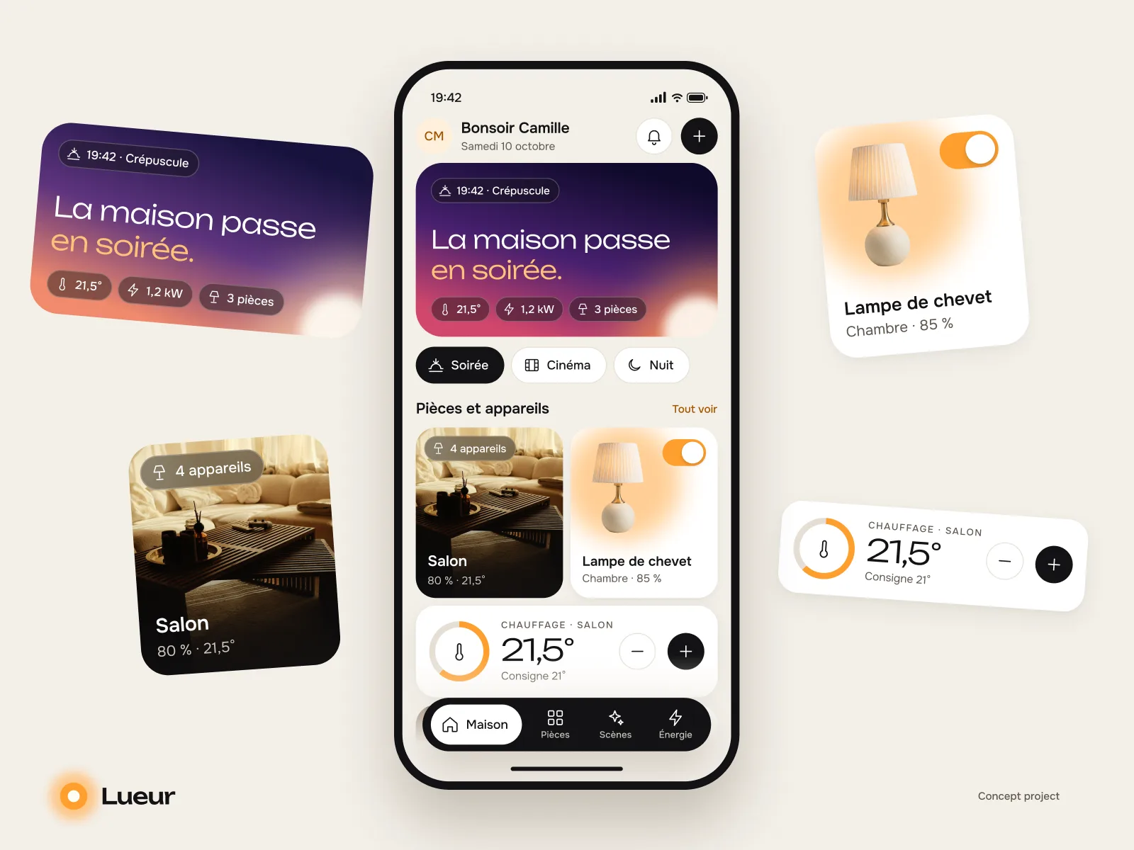 Lueur, screen 1 (concept project)